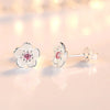 Silver Crystal Jewelry Flower Stud Earrings For Women Lady - Image 3