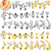 Clear Stone Labret Piercing Stud with Square Heart and Trapezoid Styles - Image 1