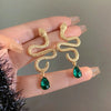 Baroque Water Drop Green Crystal Earrings French Court Style Blue Rhinestone Pearl No Pierced Ear Clips for Women's Gifs - Image 17