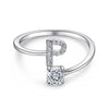 Silver Initial Rings for Women Girls, Adjustable Initial Rings Cubic Zirconia Stackable Alphabet Letter Rings Gift - Image 16