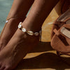 Holiday Style Tooth Shell Steel Bead Wax Wire Adjustable Anklet Gold Color Stainless Steel Anklet Women's Jew - Image 2