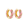 Cute Enamel Pink Geometric Round Heart Hoop Earrings Minimalist Gold Color Copper CZ Zirconia Hoop Huggies Korean Jewelry Gifts - Image 7