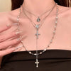 Cross Pearl Vintage Necklace Multi Layer Bead Necklace Women Charm Personalized Sweater Chain Choker Jewelry Accessories - Image 3