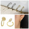 Copper Pressure Earrings Gold Color Rhinestone Spiral Cartilage Ear Cuff Lightweight Silver Color Clip on Compression Earring - Image 4