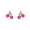 Fruit Charm Huggie Earrings with Colorful Stone Accents - Image 26