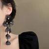 Black Exaggerated Flower Petal Tassel Long Earrings Light Jewelry For Women Party Daily Wearing - Image 4
