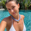 Colorful Acrylic Bead Choker Necklace with Heart Pendant - Image 38