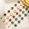 Classic Stainless Steel Bracelet Ladies Adjustable Five Flower Bracelets for Women Party Jewelry Gifts Clover - Image 1
