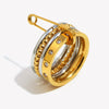 Paper Clip Double Color Four Layers Star Zircon Ring Women Stainless Steel Gold Plated Statement Jewelry - Image 2