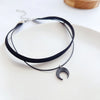 Sweet and cute black acrylic Moon Crescent pendant velvet strap double layer wear choker neck strap collar choker necklace women - Image 5