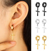 1 pair Punk Stainless Steel Cross Stars Pendant Ear Clip No Piercing Earrings For Women Hiphop No ear hole Men Jewelry - Image 4