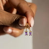 Charm Dainty Baguette Huggie Hoop Earrings with Emerald Amethyst CZ Dangle French Minimalist Jewelry for Women Accessories - Image 6