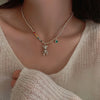 Rainbow Round Bead Teddy Bear Necklace Silver Sweater Chain Collarbone Chain Multifunctional Jewelry - Image 1