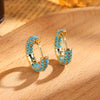 Turquoise Hoop Earrings for Women Temperament Gold Color Plated Micro-Intact Blue Zircon Party Ear Accessories - Image 11