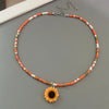 Colorful Seed Beads Short Choker Necklace with Yellow Flower Pendant Gift Necklace Black Orange Color Rice Beads Gift Jewelry - Image 2