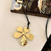 Metal Flower Pendant Necklace For Women Vintage Black Leather Rope Long Sweater Chain Jewelry Accessories Gift - Image 8
