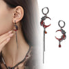 Red Moon Gem Asymmetric Earrings Personality Hip-pop Gothic Dark Ear Pendants Tassel Chain Eardrop Ear Buckle Jewelry Accessory - Image 1