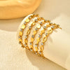 Elegant White Cubic Zircon Charm Bracelet,Women's Hollow Elliptical Handmade Chain Bracelet,Gold Color Stainless Steel Bracelets - Image 1