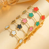 Five-Leaf Flower Stainless Steel Bracelet with Adjustable Design - Image 11
