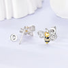 Silver Double stirrup Bee firefly zircon zircon Earrings for Women Jewelry Wedding Birthday mom Gift - Image 6