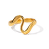 Stainless Steel Minimalist Irregular Curve Geometric Curved Ring Unisex Jewelry Gift - Image 1