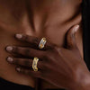 Stainless Steel Cubic Zirconia Stackable Rings for Women GoldPlating Multi-Link Connected Statement Ring Stack Jewelry - Image 3