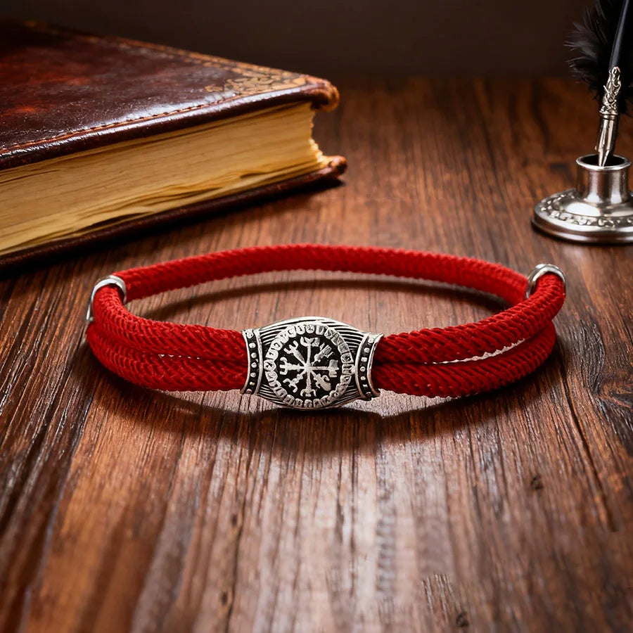 4mm Viking Compass Rope Bracelet for Men Sliding Adjustable Braided Cord Wristband Stylish Gift Retro Nordic Accessory - Image 1