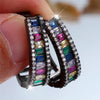 Charm Female Rainbow Zircon Stone Hoop Earrings Rose Gold Color Wedding Jewelry For Women - Image 4