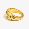 Collection Colorful Crystal Zircon Gem Star Pattern Bold Dome Stainless Steel Rings For Women Gold Plated Ring - Image 5