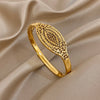 Vintage Geometric Hollow Carved Cuff Bracelet for Women Chic Gold Plated Stainless Steel Wrist Bangle Jewelry - Image 7