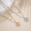 Double Female Symbol Pendant Choker Stainless Steel Double Layer Necklace for Women Jewelry Birthday Gift - Image 1
