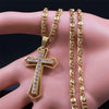 Catholic Cross Amulet Crystal Pendant Men Chain Necklace Gold Color Stainless Steel Necklaces Jewelry Masculino N4930S02 - Image 2