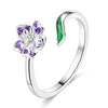 Silver Open Rings For Woman Iris Flower Cherry Feather Dog Horse Adjustable Cocktail Rings Party Jewelry - Image 18