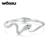 Silver Color Classical Snake Open Bangle Bracelets For Women Men Green White Zircon Charm Bracelet Unique Jewelry Gift - Image 1