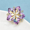 Pretty Crystal Peach Blossom Brooches For Women Men 2-color Charming Shining Flowers Party Office Brooch Pins Gifts - Image 5