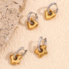 Chunky Bold Dual-Toned Lucky Star Puffy Dangle Charm Stainless Steel Hoop Earrings Boho Jewelry for Women Gift - Image 5