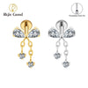 Titanium Bowknot Dangle Chain Flat Back Stud 18G 16G Threadless Push Pin Bow Cartilage Helix Ear Piercing - Image 1