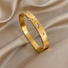 Irregular Colorful Zircon Cuff Bangle for Women Stylish Gold Plated Stainless Steel Smooth Wrist Bracelets Jewelry - Image 8