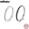 Silver Simple White Opal Black Onyx Band Rings For Women, Everyday Wear Full Stone Rings Party Gift for Her - Image 1