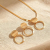 1 set of and elegant flat snake chain ring hollow pendant collarbone chain stud earrings set - Image 2