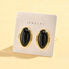 Geometric Oval Stud Earrings with Colorful Center Details - Image 7