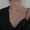 Y-Shaped Pendant Necklace Women's Simple Bamboo Chain Necklace Women's Stainless Steel Collar Jewelry - Image 3