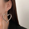 Big Gold Color Heart Pendant Necklace Earrings Jewelry Set Black Long Velvet Rope Chain Necklace Metal Drop Earrings for Women - Image 5