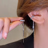 Zakol Korean Crystal Tassel Non-Piercing Cuff Ear Clip Earring For Women Shiny Rhinestone Cartilage Piercing Jewelry - Image 2