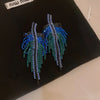Full Rhinestone Long Tassel Earrings Women Blue Color Geometric Drop Earring Statement Accessories Party Gifts - Image 6