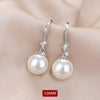 Silver Long Pearl CZ Dangle Earrings For Women Engagement Wedding Graceful Accessories Earring Gift - Image 3