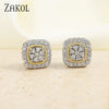 Sugar Cube Geometric Stud Earrings For Women Full Inlay Zircon Piercing Earring Engagement Wedding Jewelry - Image 1