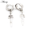 2PCS Stainless Steel Star Cross Snake Spike Skull Sword Blade Chain Feather Spider Dangle Women Men Huggie Hoop Earrings - Image 36