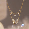Zircon Inlaid Golden Butterfly Pendant Double Layer Necklace Women's Personality Necklace Wedding Jewelry Birthday Gifts - Image 1