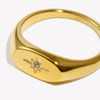Stainless Steel Oval Face Zircon Paved Star Ring Gold Plated Rings For Lady - Image 2